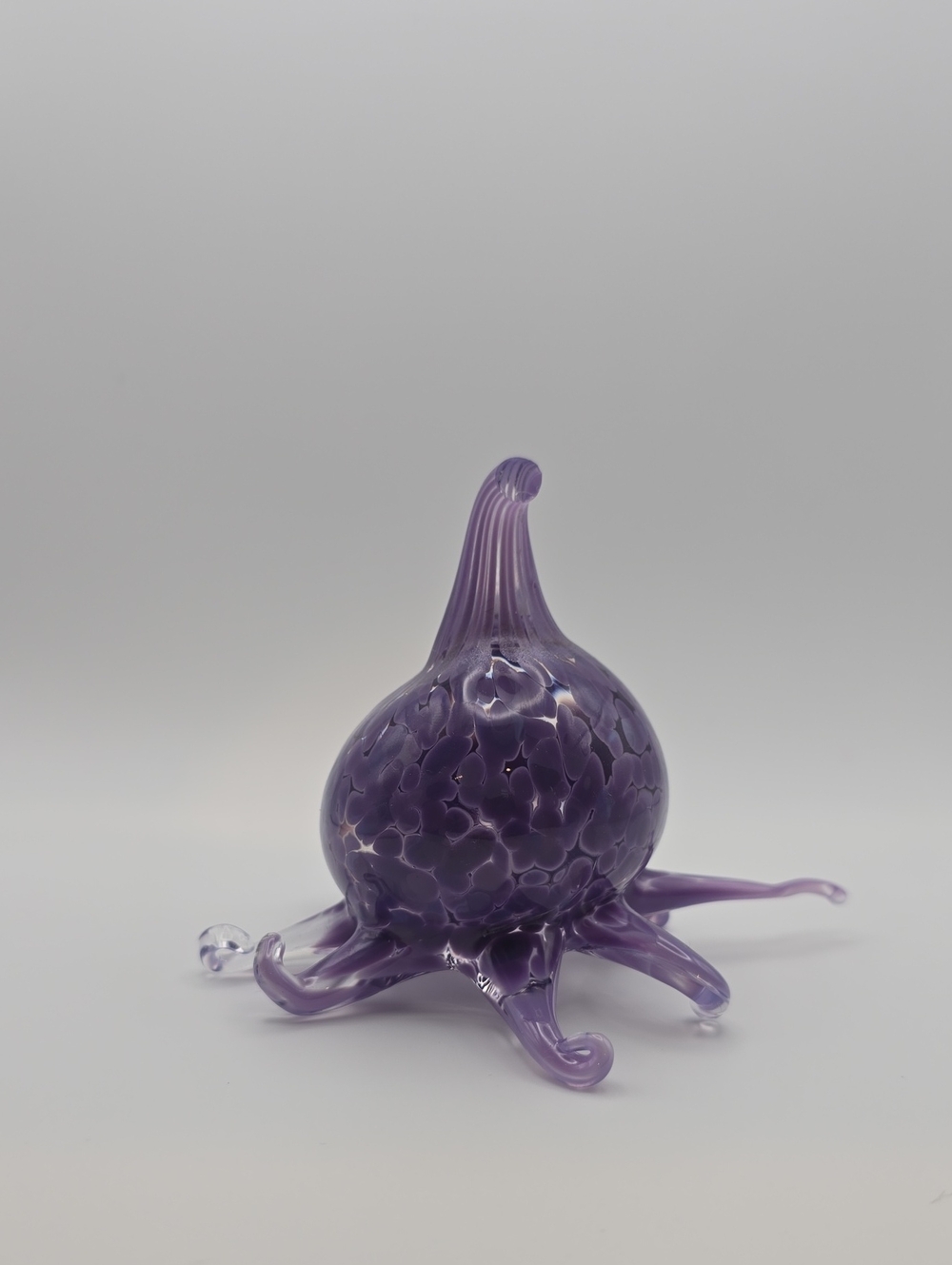 Handblown Purple Glass Octopus Sculpture - Decorative Home Art